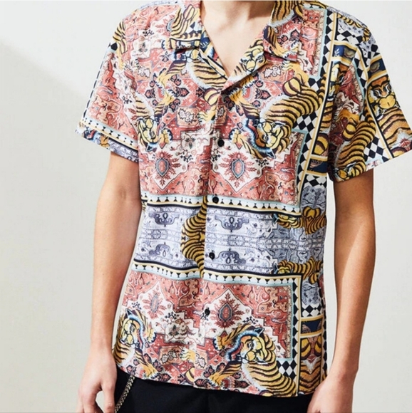 PacSun Camp Shirt | Button Up | Tiger Bandana Print | Size Medium - Picture 5 of 15